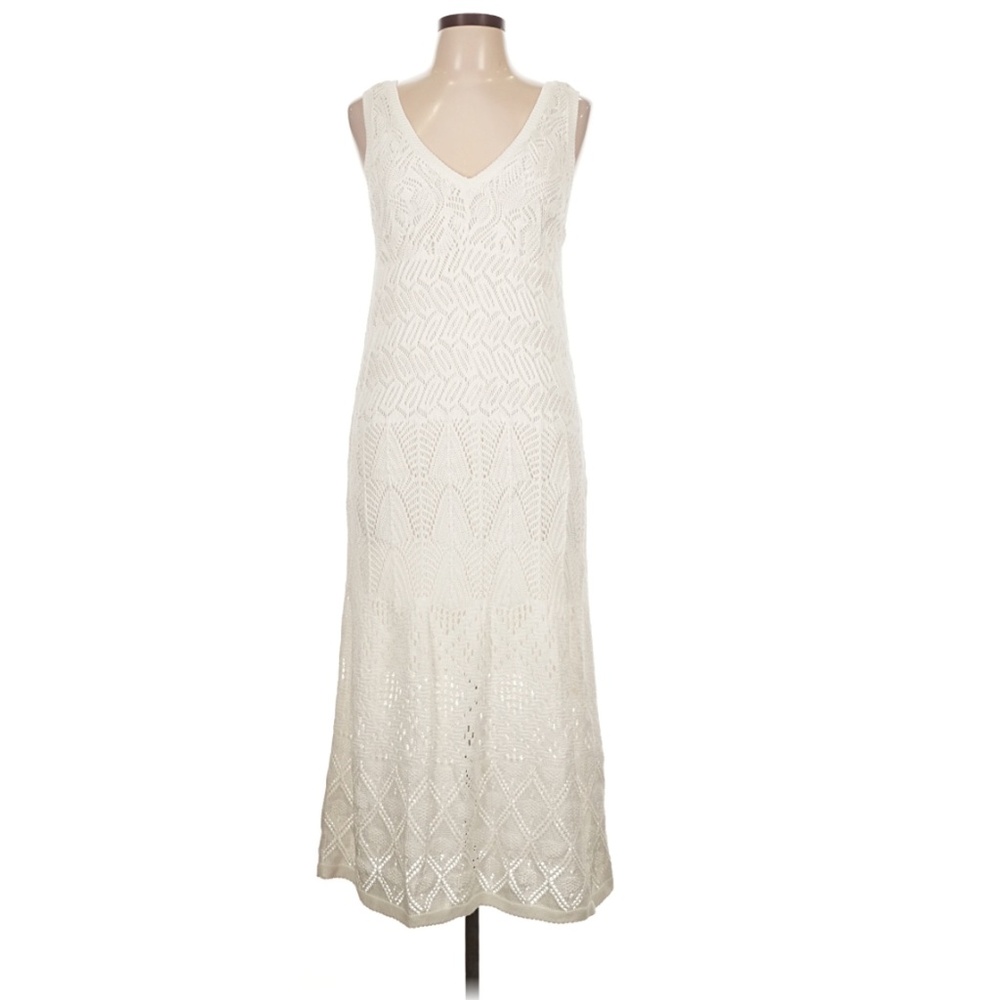 NIC+ZOE V-Neck Crochet Statement Midi Dress